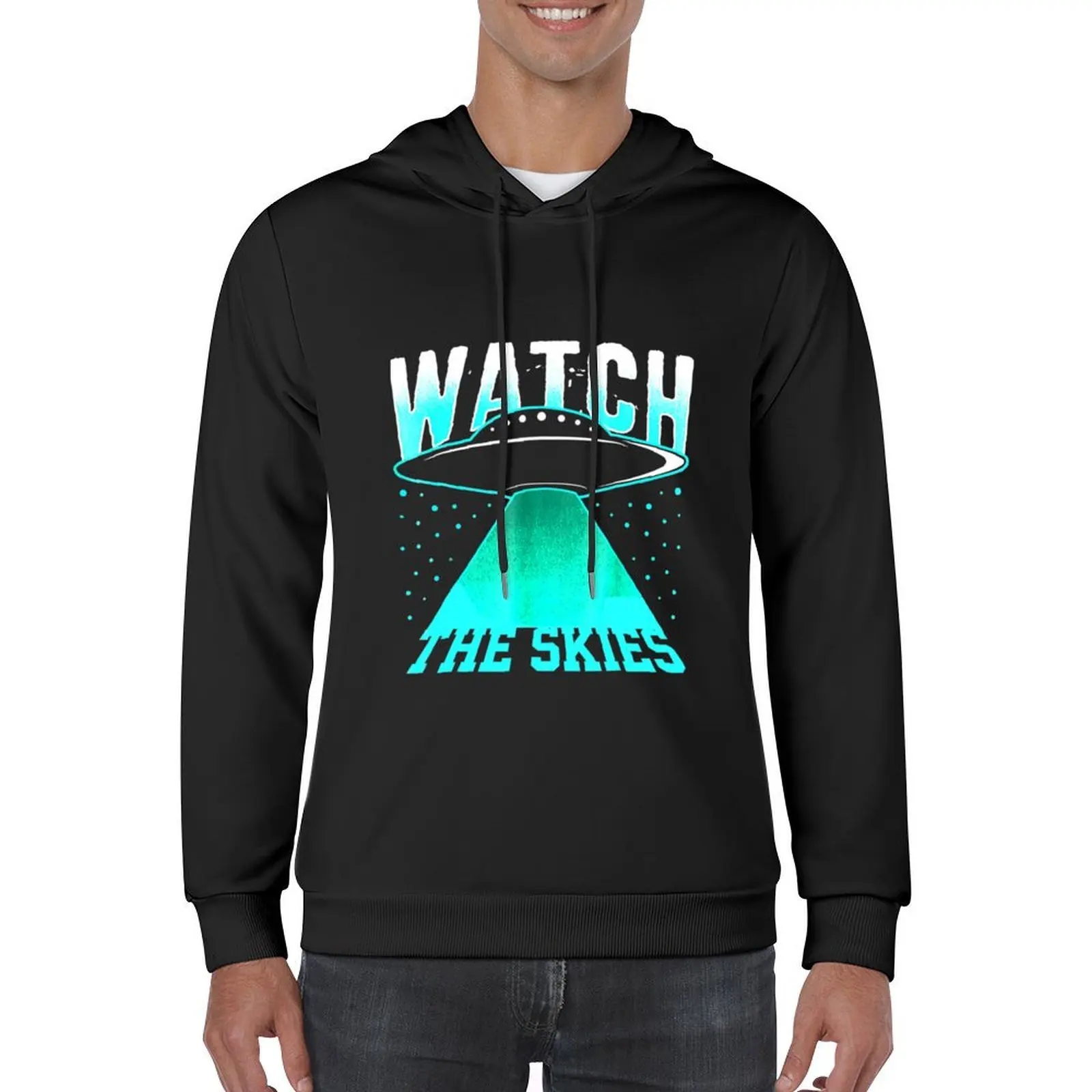 Watch The Skies UFO Alien Spaceship Human Hoodie men's clothes men wear mens clothing autumn jacket men hoodie