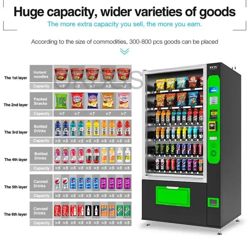 Customized Drink Snack Vending Combo Vending Machine