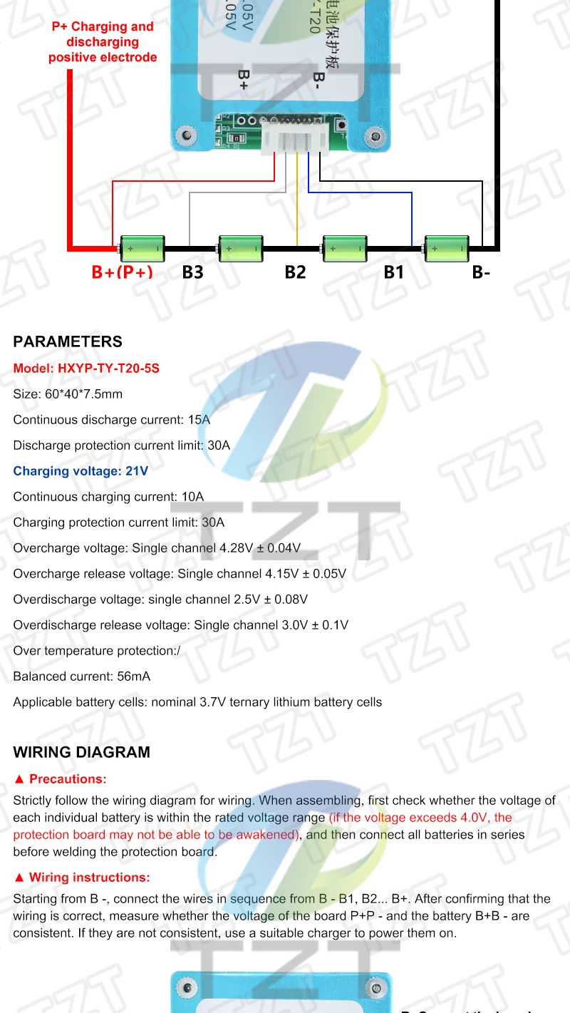 3S 4S 5S 6S 7S BMS 15A Begrenzung 20A 18650 Lithium-Batterie-Schutzplatine 12,6V 16,8V 21V 25,2V 29,4V mit Balancierung und Kühlkörper – Detail 3