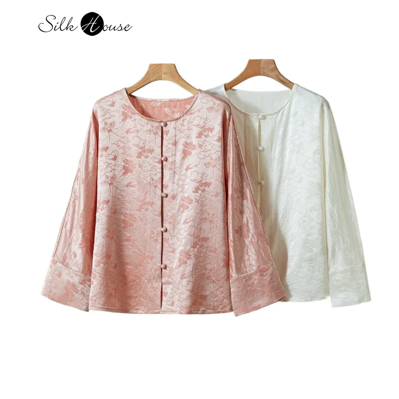 

2026 Ранняя весна, бумажный воздушный змей, жаккардовый 35% натуральный шелк шелковицы, 65% шерсть, однобортное универсальное пальто с круглым вырезом и длинными рукавами