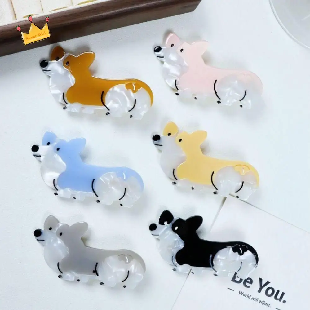 Personalized Animal Corgi Hair Clip Creative Headwear Acetate Puppy Hair Claw Fashion Cartoon Dog Hairpin Girls