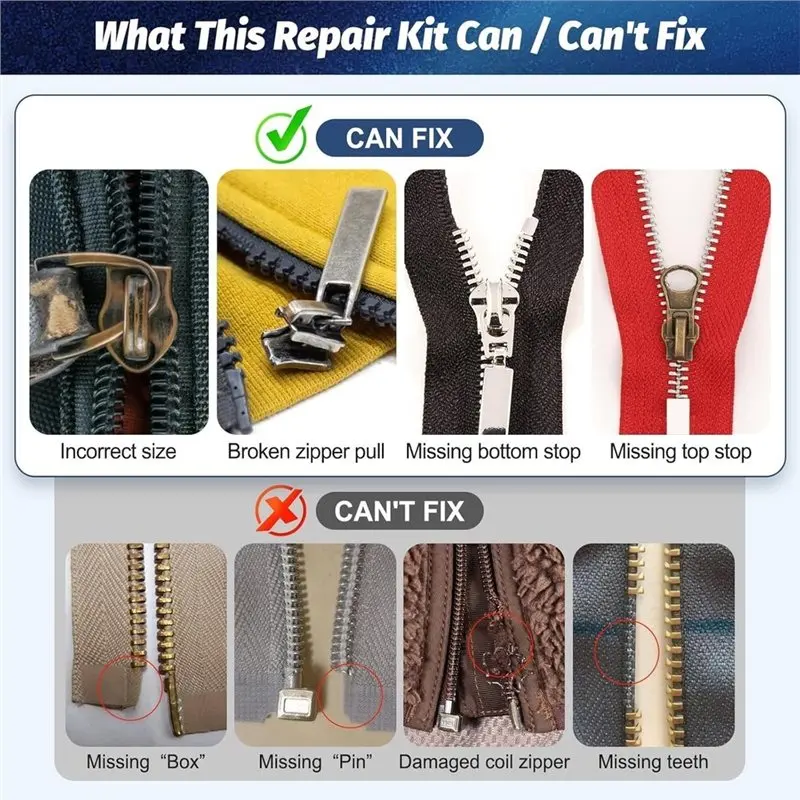 New Arrivals-Zipper Repair Kit With Pliers, Universal Zipper Replacement Kit Includes Zipper Replacement And Pull, Use For Cloth