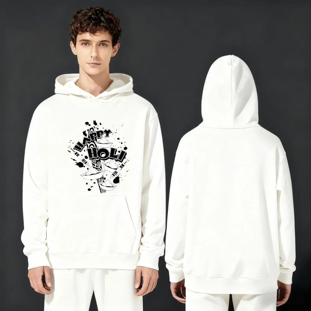 La nuova felpa pesante 300G allentata e casual del marchio streetwear Y2K alla moda del 2025 presenta stampe di barche in bianco e nero