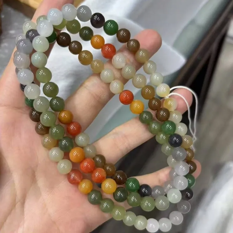 8Mm Four-Loop , Sweater Chain, Necklace, Hetian Jade, Imperial Purple, Brown , Gold Sugar Bracelet