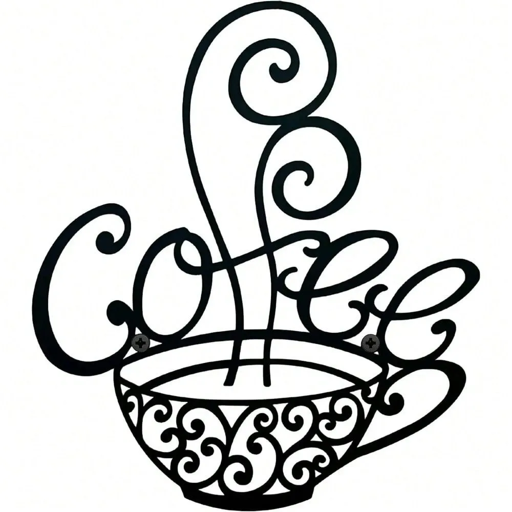 

Retro Metal Coffee Wall Art Scroll Cafe Sign for Kitchen Decor