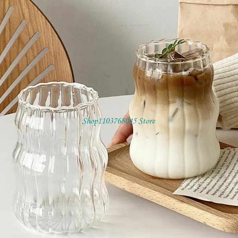 R53F Large Glass Cup with Straw for Coffee, Juice and Daily Beverage