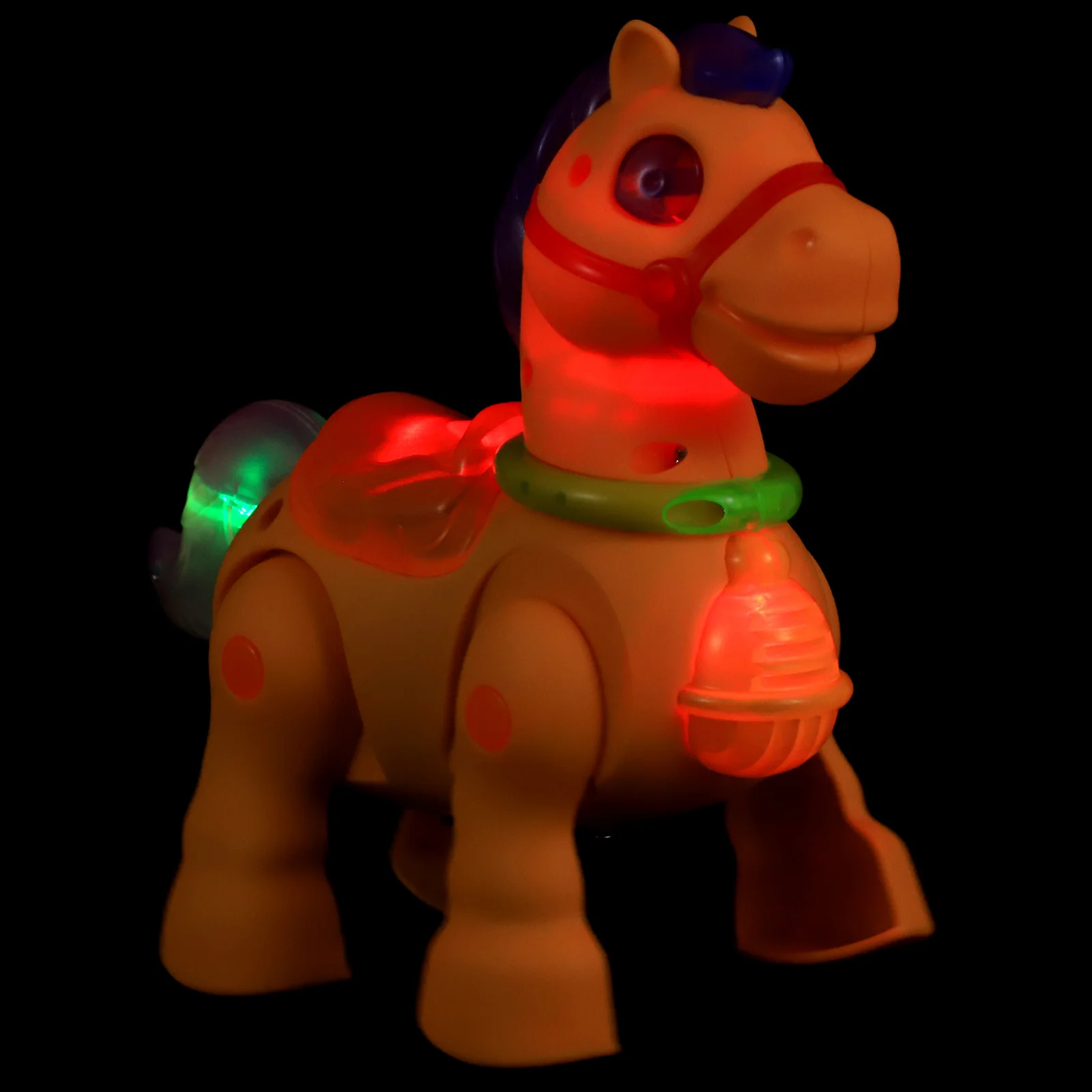 

Электрическая прогулочная лошадь, развивающие для мальчиков, забавные цветные фонари, гладкие края, моторика, поводок для малышей 1–3 лет, электрическая лошадь