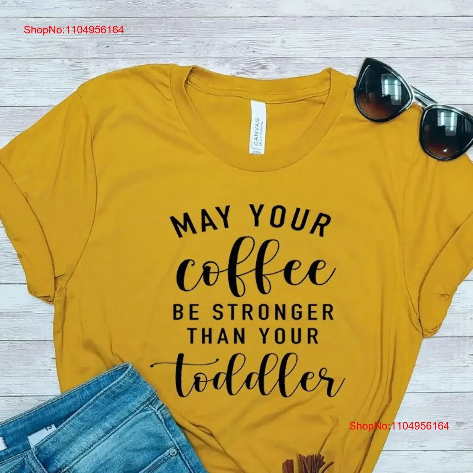 قد تكون قهوتك أقوى من هدية الأم الجديدة تي شيرت مضحك تي شيرت ساخر لطيف تي شيرت عتيق مغسول ناعم ملابس الشارع