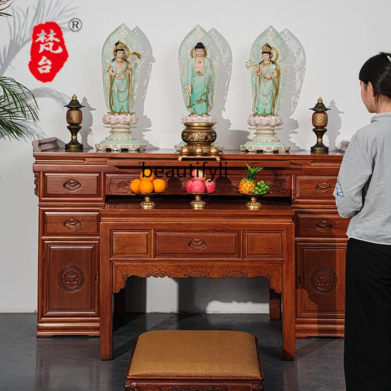 

Solid wood offering table Buddha table Household Buddhist hall, temple gongtai hall house strip case incense table