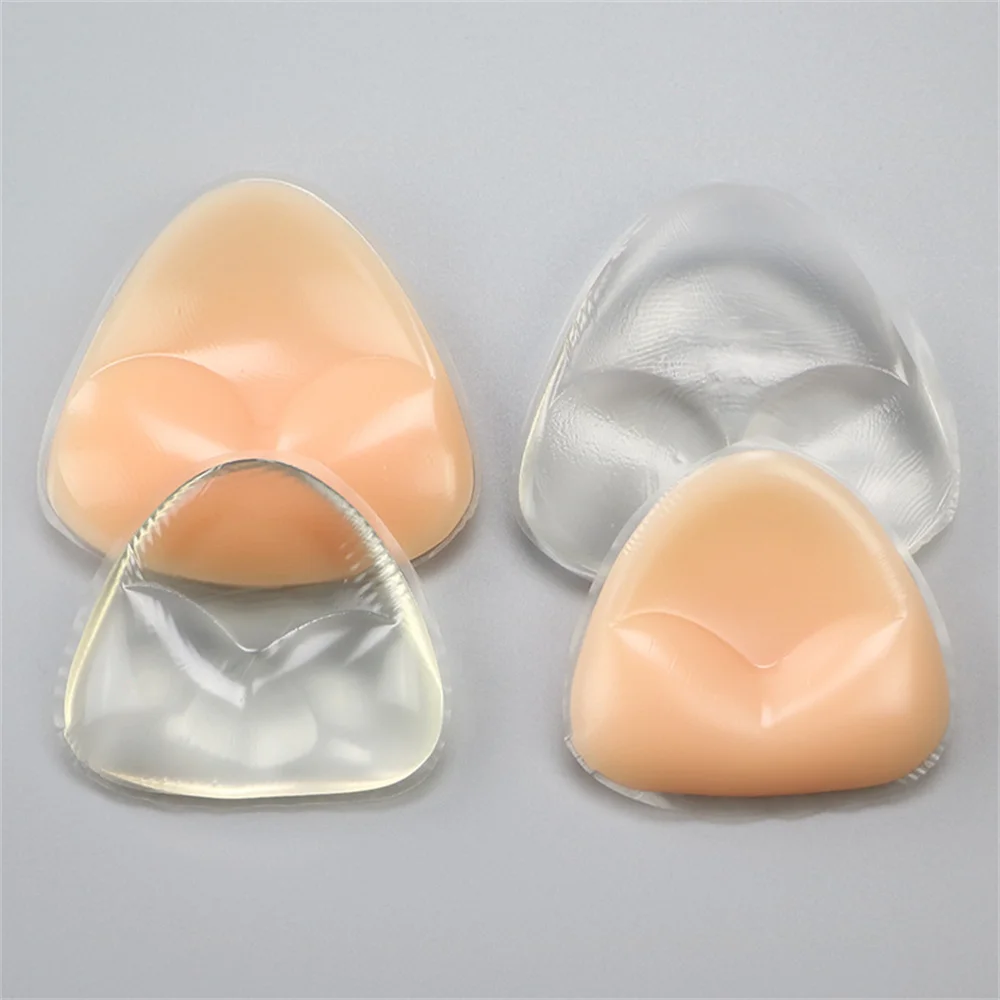 1 par push up silicone triângulo biquíni maiô sutiã inserção almofadas sutiã pasties invisível realçador de mama lingerie dropship