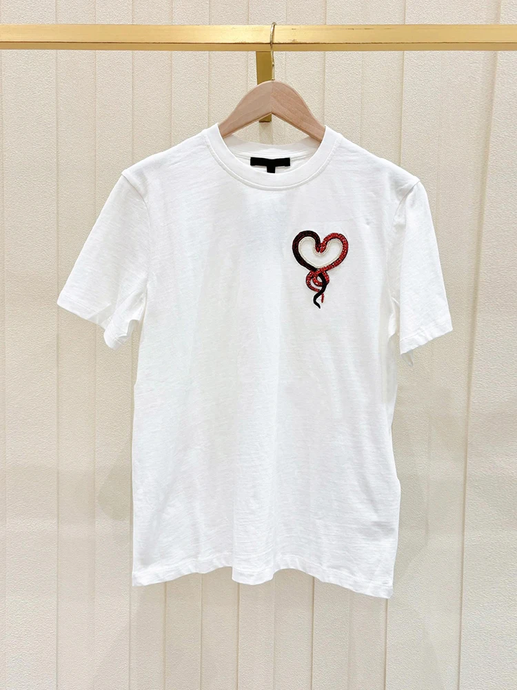 

Maje Migi Женская футболка из чистого хлопка с ромбовидной вставкой, весна-лето, дизайн Sense European Sle Faionable Commute Sle Lo...