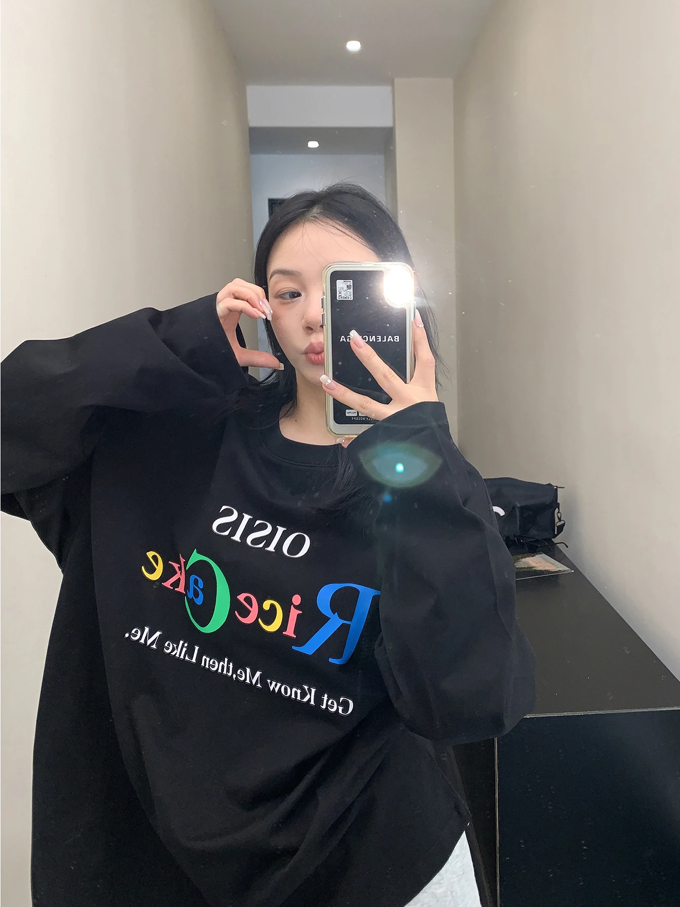 

Свободная хлопковая футболка с длинным рукавом для женщин, винтажный повседневный топ для пар, американский простой осенний принтованный кэжуал-футболка с круглым вырезом