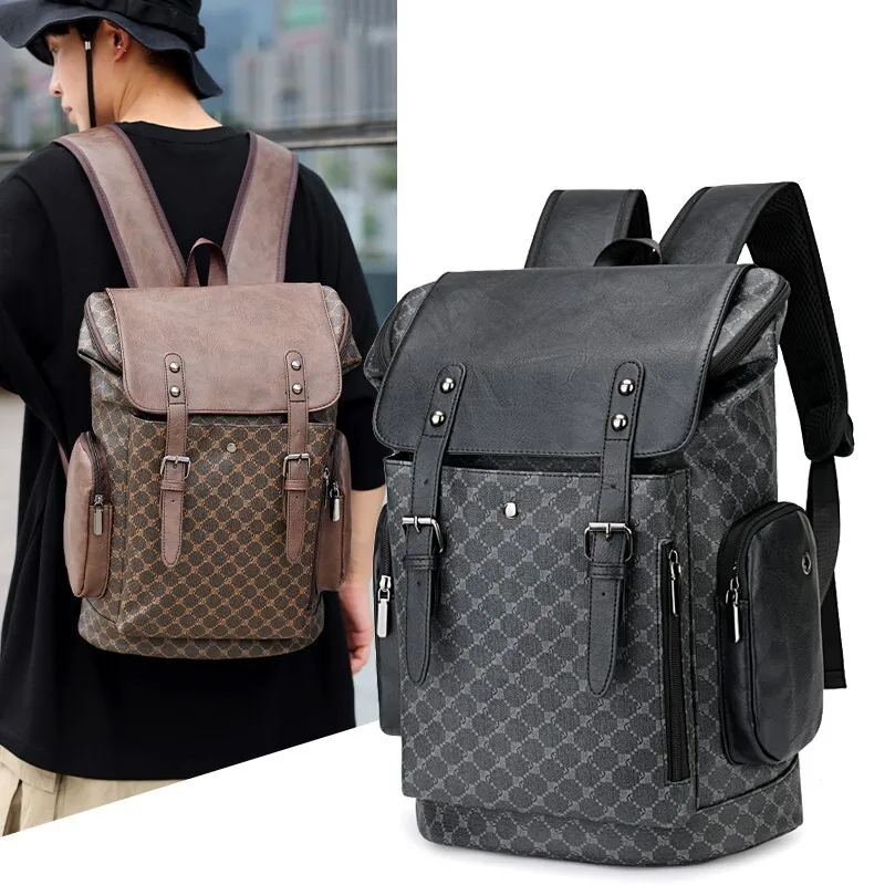 Mochila nueva 2025 para hombre, bolso informal con textura impresa para ordenador de negocios, Color a juego, viaje de negocios