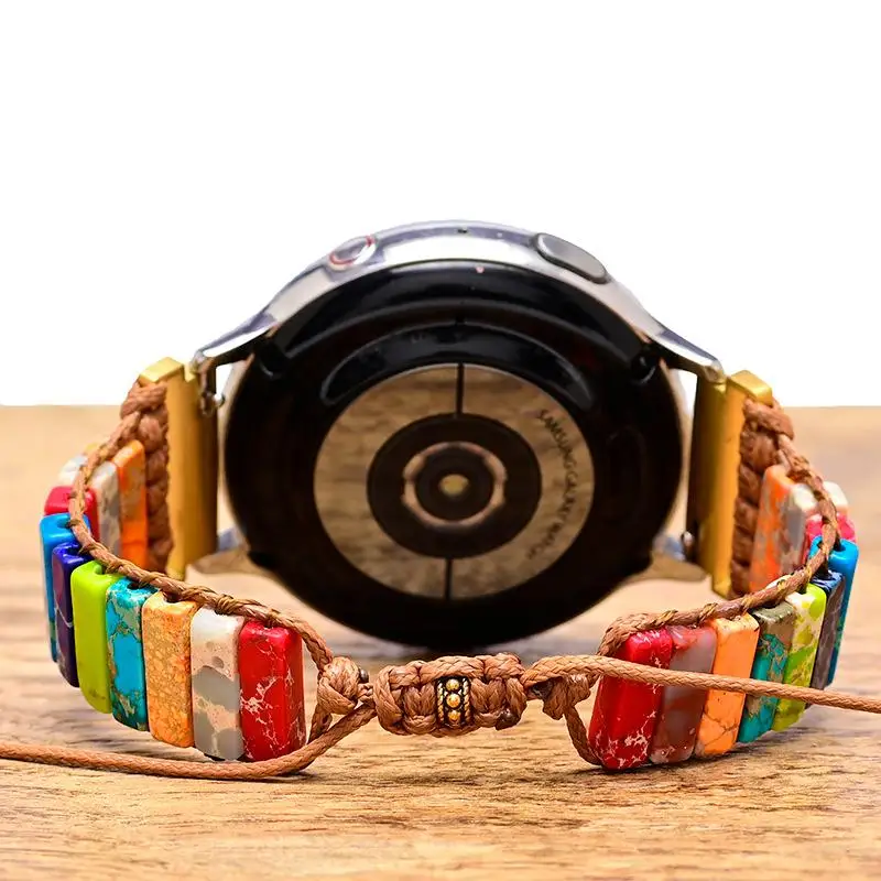 20mm 22mm Bohemian Strap For Samsung Galaxy Watch 4 5 6 7 Active 2 Huawei Watch 4 3 Pro GT4 GT3 GT2E Vintage Natural Stone Band