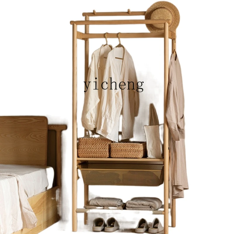 

ZC Solid Wood Hanger Bedroom Floor Household Coat Rack Clothes Storage Shelf