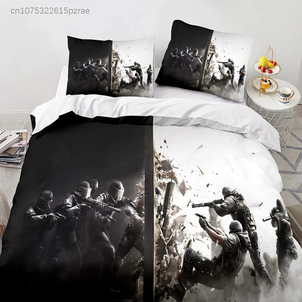 Game Rainbow Six Duvet Cover Pillowcase Bedding Set Single Twin Full Size For Kids Adults Bedroom Decor