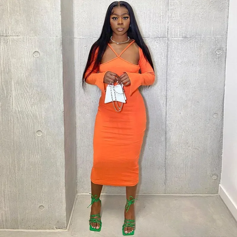 

Plus Size 9XL 8XL 7XL 5XL 6XL 2025 Spring New Suspender Long Sleeve Hollow Women Party Dresses Vestidos Femininos