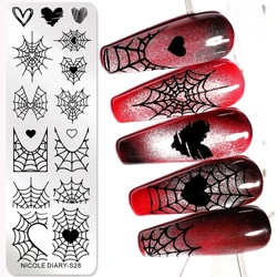 NICOLE DIARY Halloween Nail Art Stamping Plate Drawing Template Butterfly Heart Wave Line Image Stencil Mold Nail Printing Tools