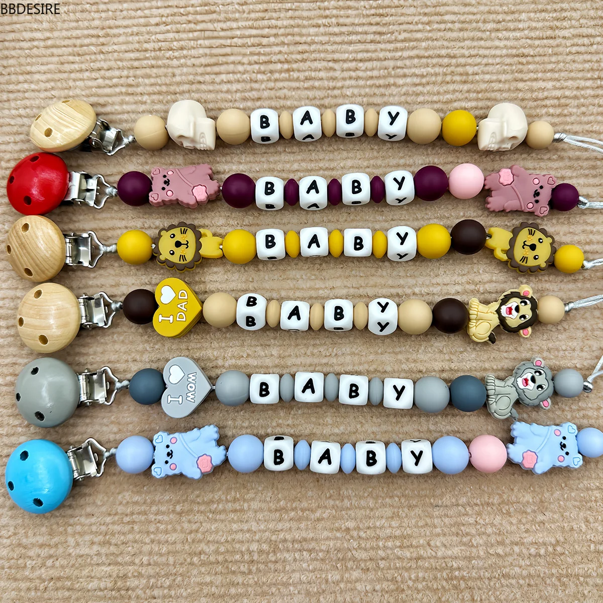 Customized English Alphabet Names for Baby Pacifiers Luminous Pendant Pacifier Clips Chains Holder Teether Baby Kawaii Toy Gifts