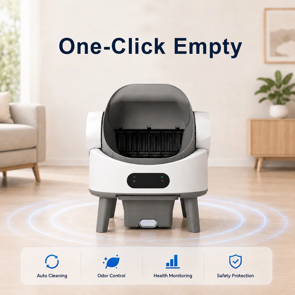Smart Automatic Cat Box Eco-friend Odor Control With Quadrate S Easy Cleaning Smart Cat Box With App Control