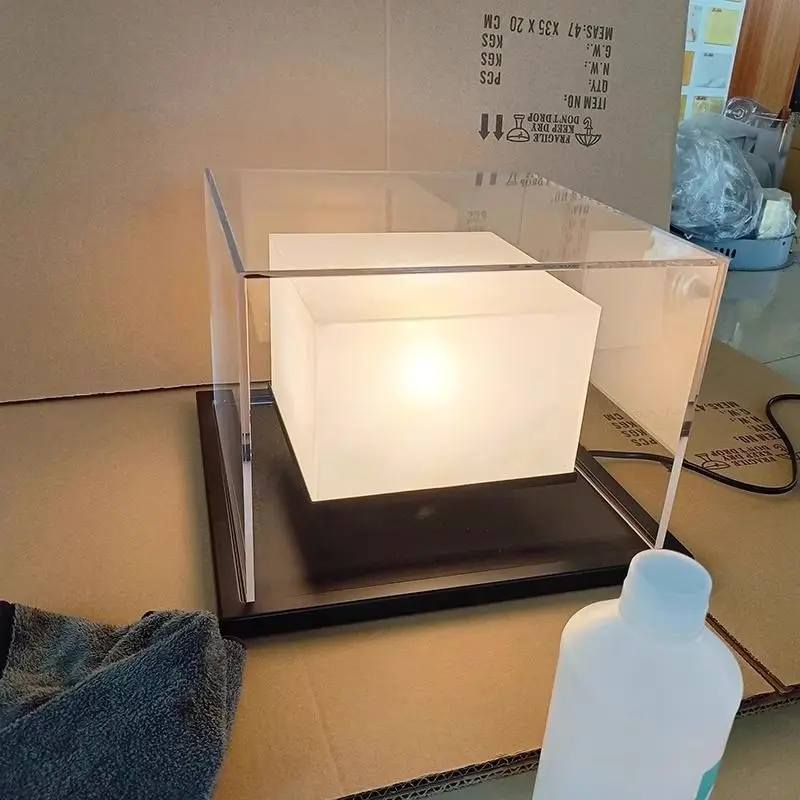 Lampu kepala luar ruangan kaca persegi mewah imitasi marmer dekorasi sederhana cahaya ambient