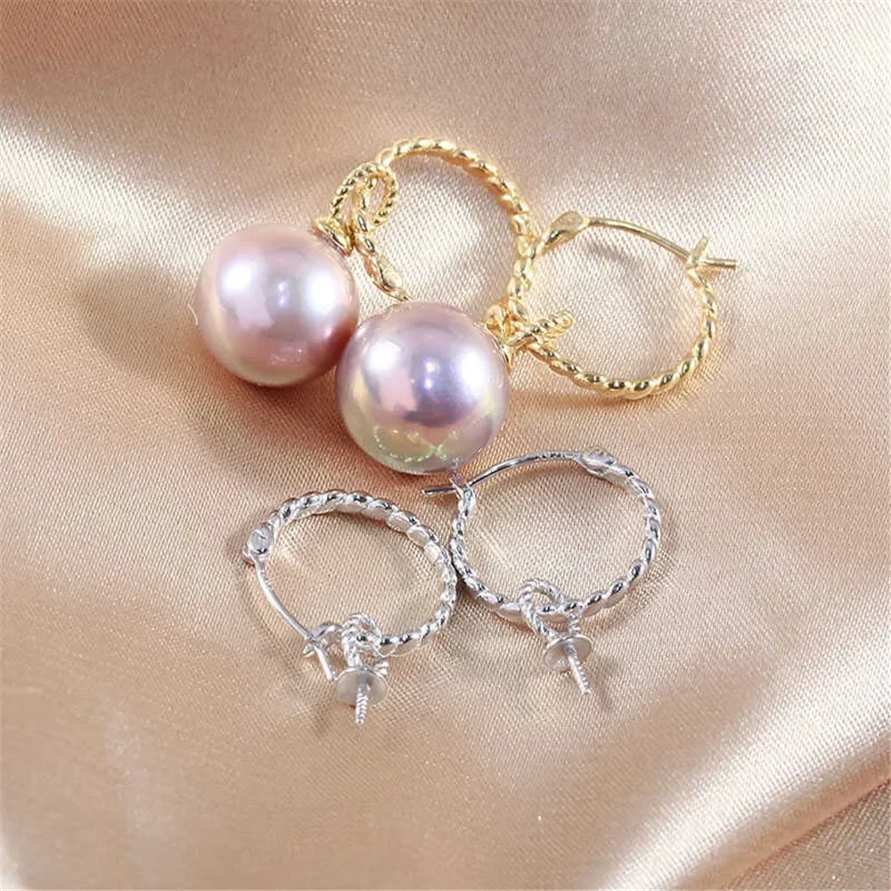 S925 Sterling Silver Pearl Earring Settings DIY Jewelry Making Supplies Blank Earring Posts for Handcrafted Accessories No Pearl