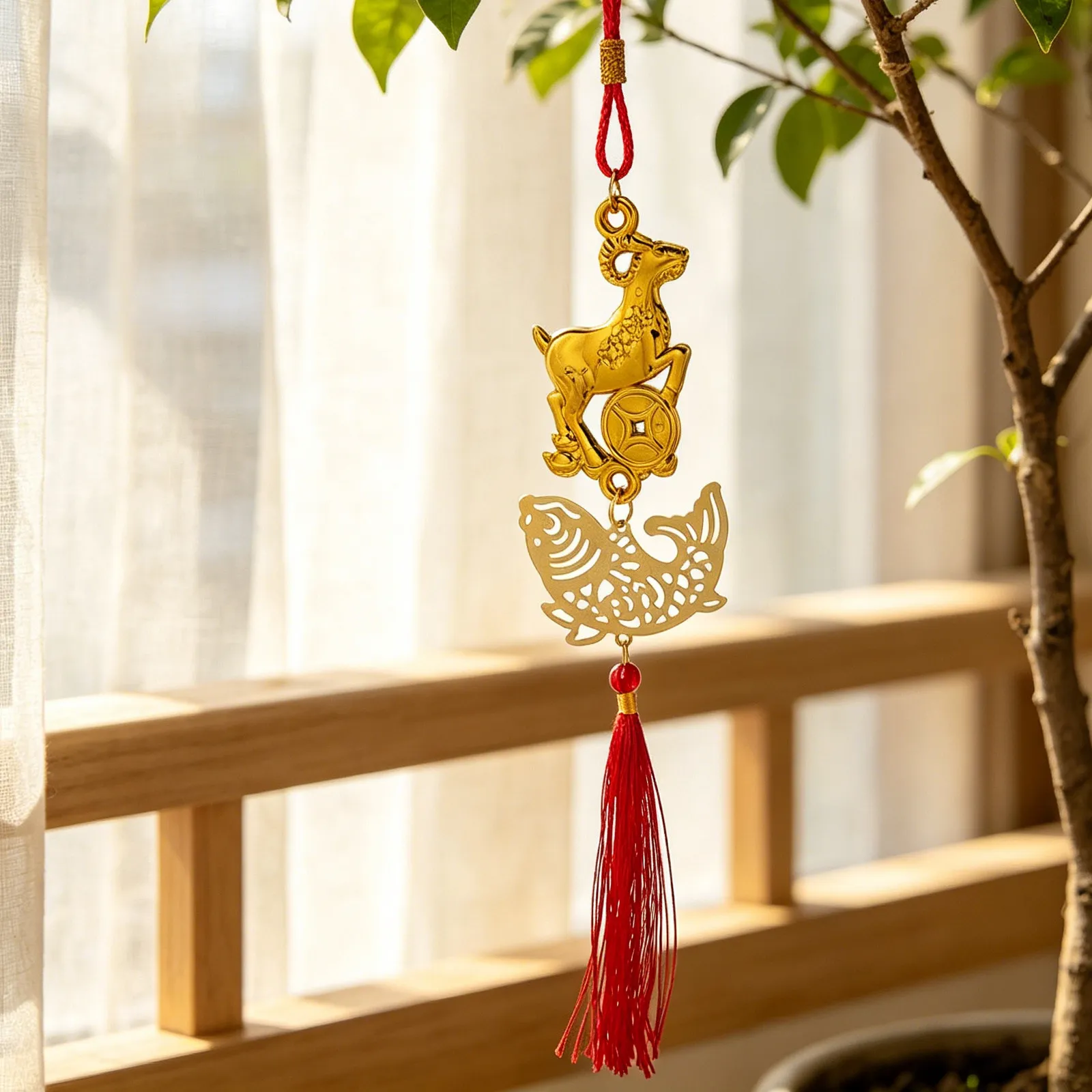 8Pcs Chinese New Year Hanging Tassels Lucky Charms Year of The Goat Decoration Spring Festival Bonsai Tree Pendant Feng Shui view 5