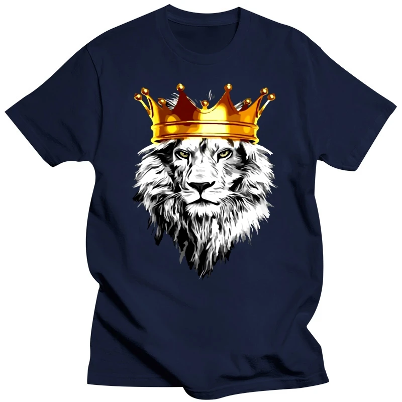 Funny Lion With A Crown Power King T Shirt Men O Neck Short Sleeve Letter Adult T-Shirts Hiphop Top