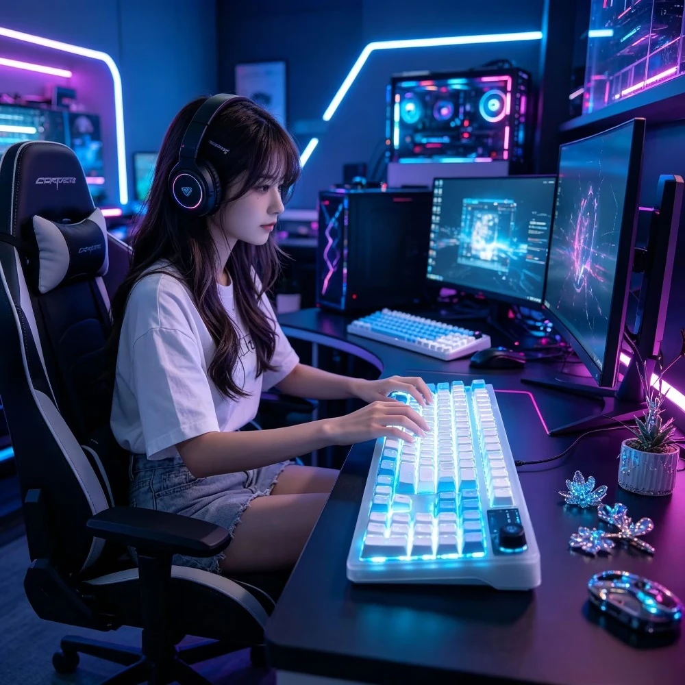 Pink Wave Jelly Cute  Crystal Keycaps  Translucent Keycap OEM Prolife Compatible with 61/68/75/87/104 Mechanical Keyboards