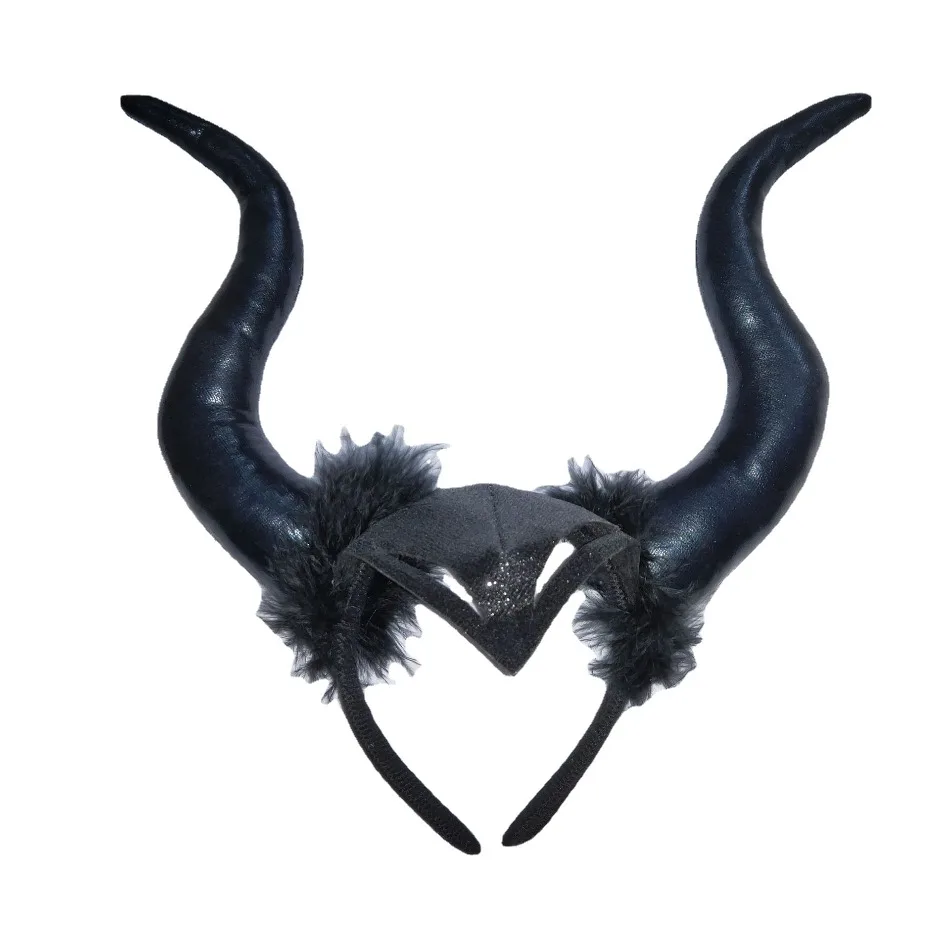 Girl Women Halloween Head Buckle Ornaments Dress Up Performance Props Foreign Trade Feather Head Black Hoop Sleeping Demon Horns
