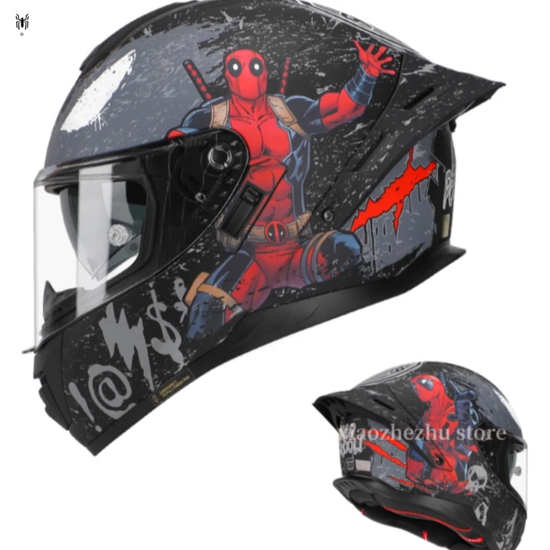 Casco moto Marvel Deadpool Iron Man Spiderman caschi da corsa integrali casco moto fuoristrada caschi sportivi moto