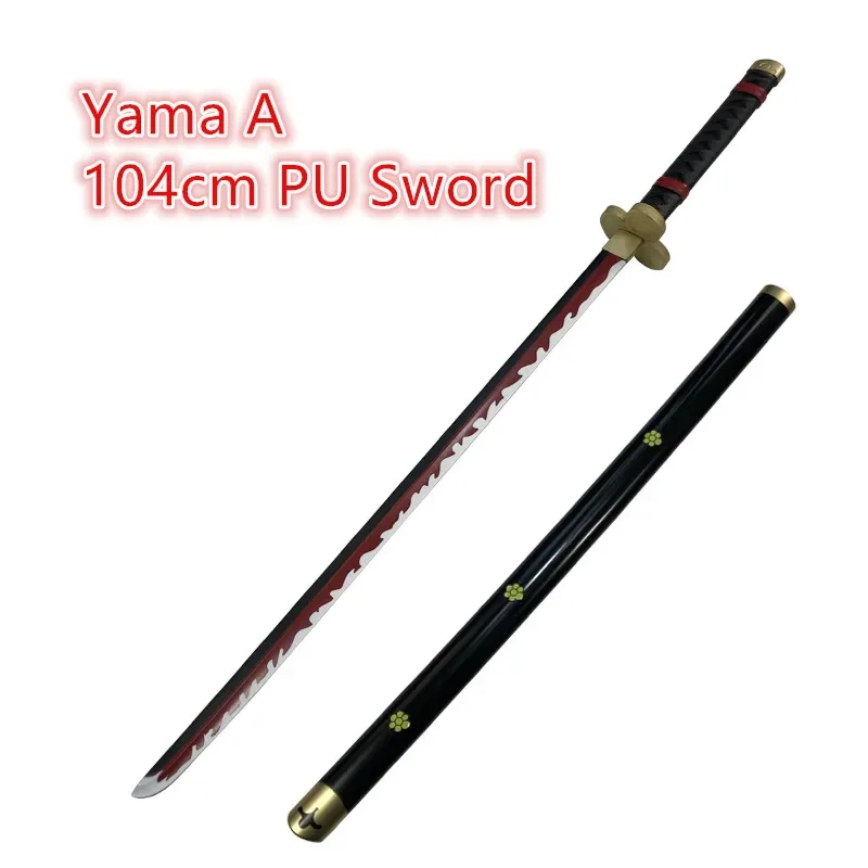 Roronoa Zoro Cosplay Sword, 1:1, Kozuki, Yamato, Arma Samurai Preta, Prop PU de Segurança, 104cm