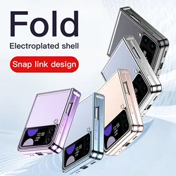 Plating Case For Samsung Galaxy Z Flip 4 5 3 5G 2023 Fold Buckle Link Transparent Fashion Cover Anti-knock Cases for Flip5 Flip4