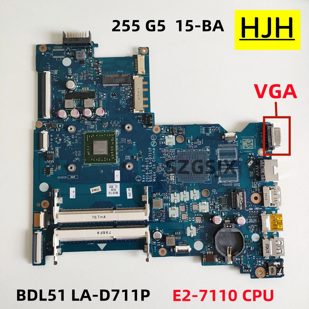 

FOR HP 255 G5 15-BA Laptop Motherboard BDL51 LA-D711P , E2-7110 CPU 858589-601 860355-601 DDR3 100% fully teste