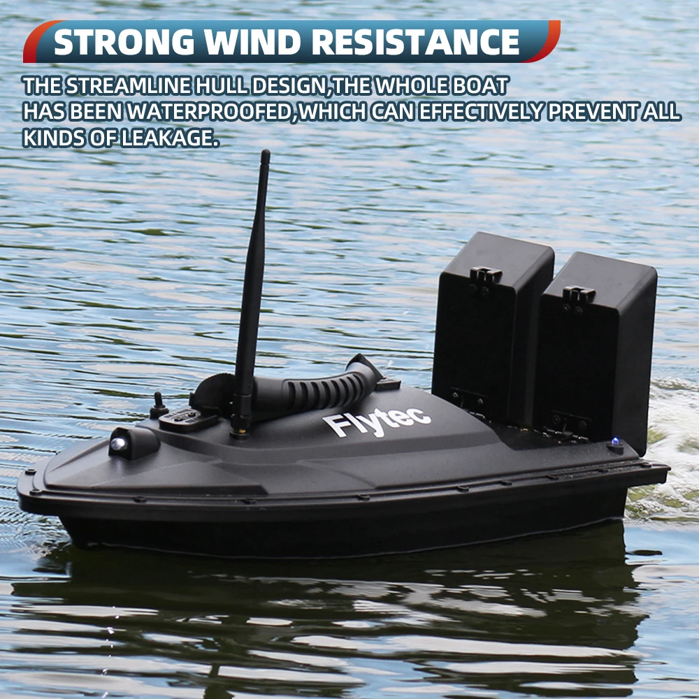 Flytec Fishing Bait Boat 500m Remote Control Bait Boat Dual Motor Fish Finder 1.5KG Loading with LED Light for Fishing