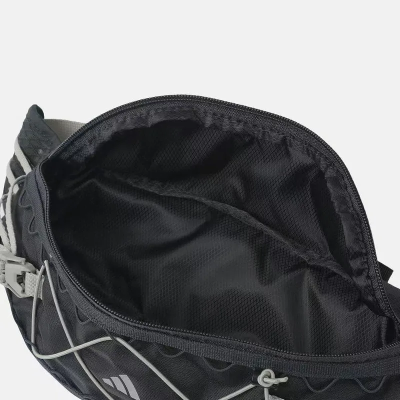 Adidas UBSP WB S KY7937 Black Waist Bag Grid Fabric Zipper Pocket Detachable Strap Outdoor Travel Running Fanny Pack