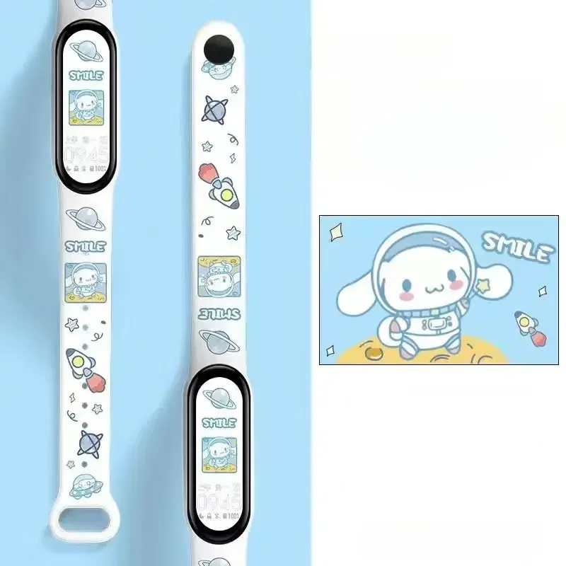 Cute Sanrio Cinnamoroll Silicone Strap for Xiaomi Band 7 6 5 3 4 Cute Anime Pachacco Watchband Bracelet Replacement Wrist Strap