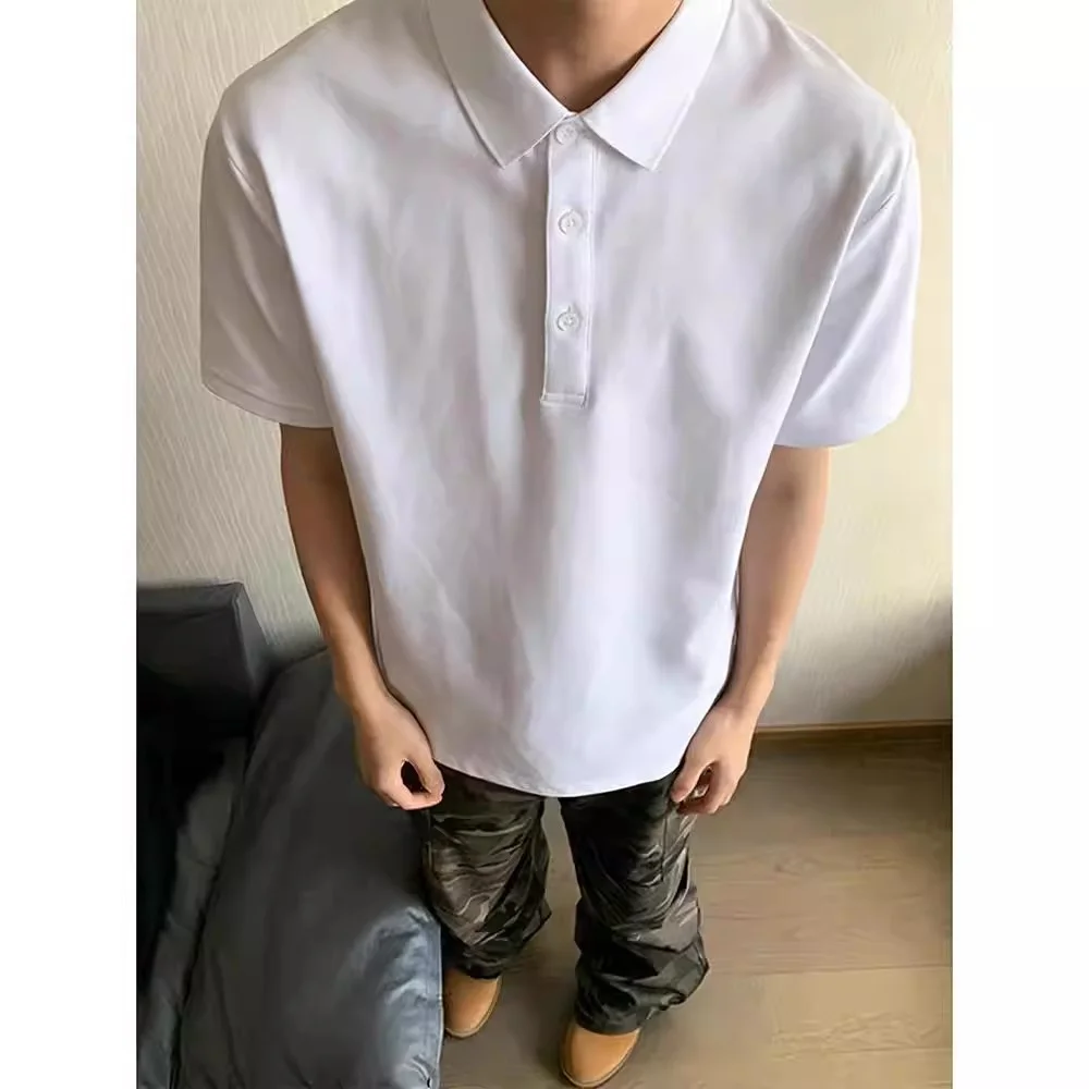 

Summer Slim Fit Men's Shirt Heavyweight Collar T-Shirt Trendy Brand Short Sleeve Large Size 300 Pounds Fashionable