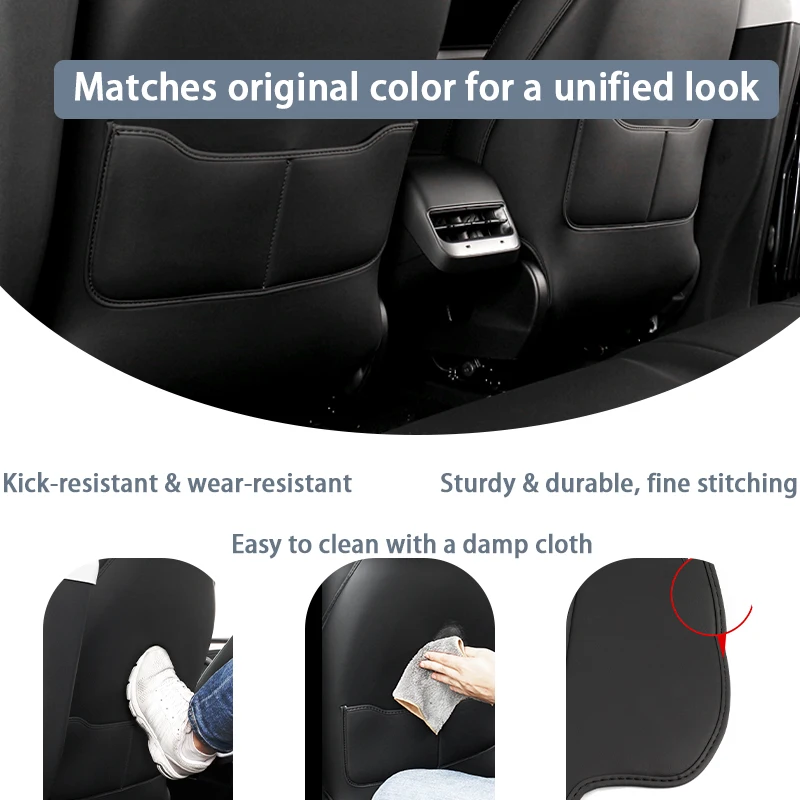 Suitable for Tesla's New Version of Model Y/3 Seat Anti-Kick Pad, Rear Seat Protective Cover, Front Backrest Panel Interior Decoration Modification