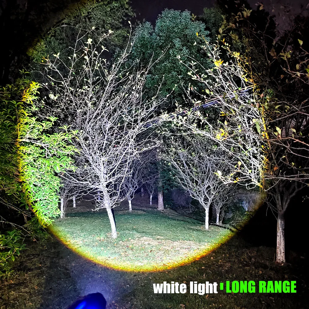 High Power LED Laser Flashlight 2000W Zoomable Tactical Lanterns Outdoor Emergency Spotlight Digital Display Aluminum Torch Lamp