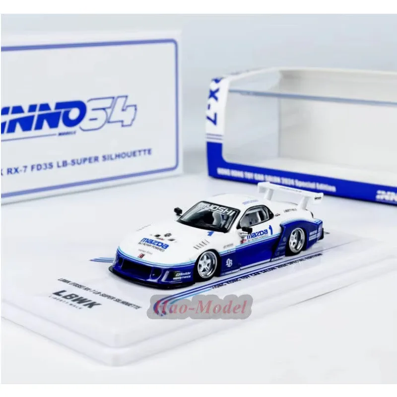 INNO 1:64 для Mazda RX7 FD3S LB-SUPER 2024, модель автомобиля, литой под давлением сплав, литой под давлением, хобби, дисплей, имитация коллекции, игрушка для взрослых