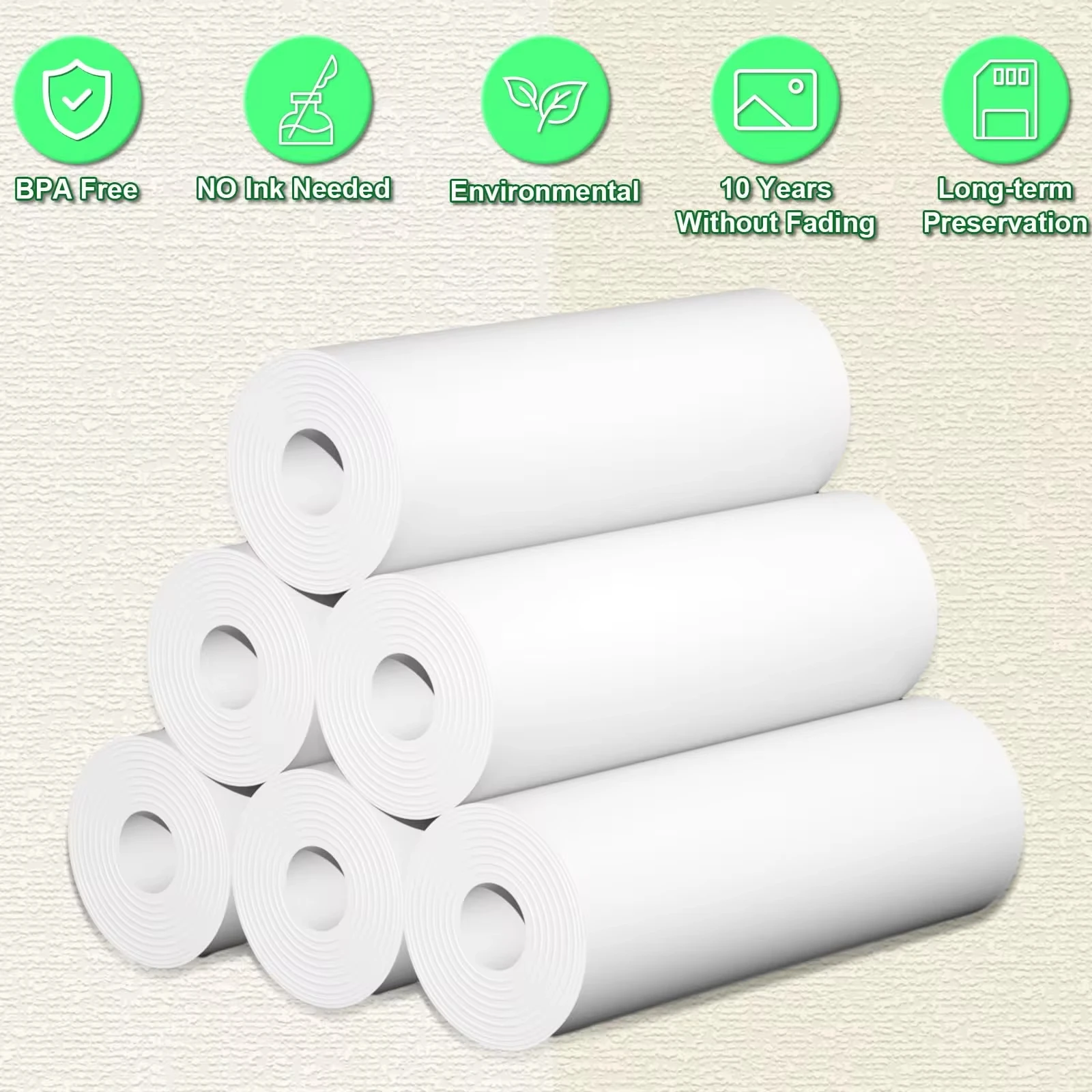 Papel de Cámara de impresión instantánea para niños, juego de papel térmico, recargas de cámara para niños, rollos de papel sin BPA, 57x30mm, 6 rollos