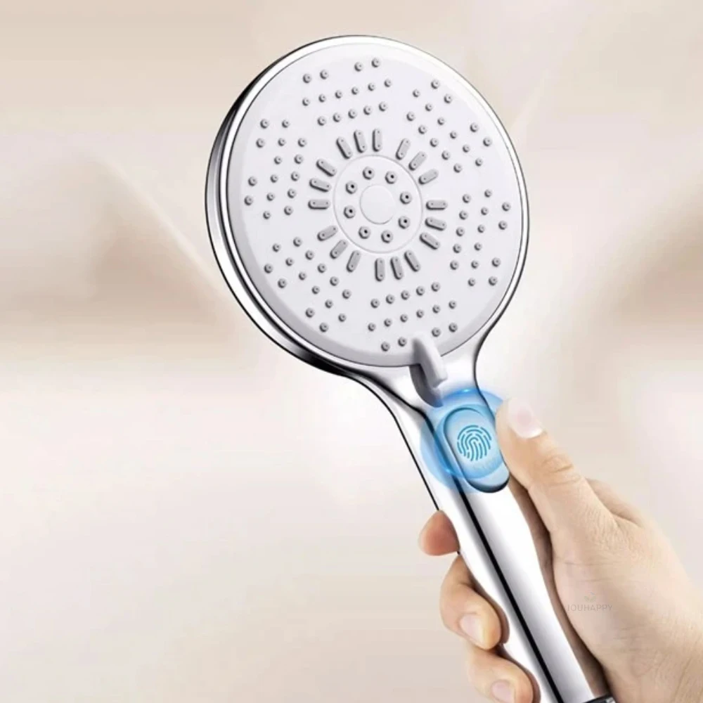 

High Pressure Shower Head with One-click Water Stop Adjustable 5 Jet Modes Shower Head Large Panels Spray Bathroom Accessories