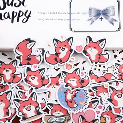 38pcs little fox hand account cartoon sticker hand account cute diy photo album ins waterproof paste cane translucent decoration