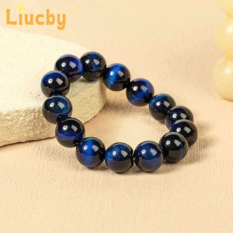 Natural Stone Lapis Lazuli Tiger's Eye stone beads Bracelet Handmade Shiny dazzling Running Ring Bracelet Strand4/6/8/10/12/14mm