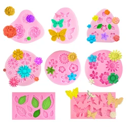 1pc Flower Silicone Mold Mini Rose Daisy Chrysanthemum Plumeria Clay Plaster Mold Candy Fondant Cupcake Topper Baking Tool