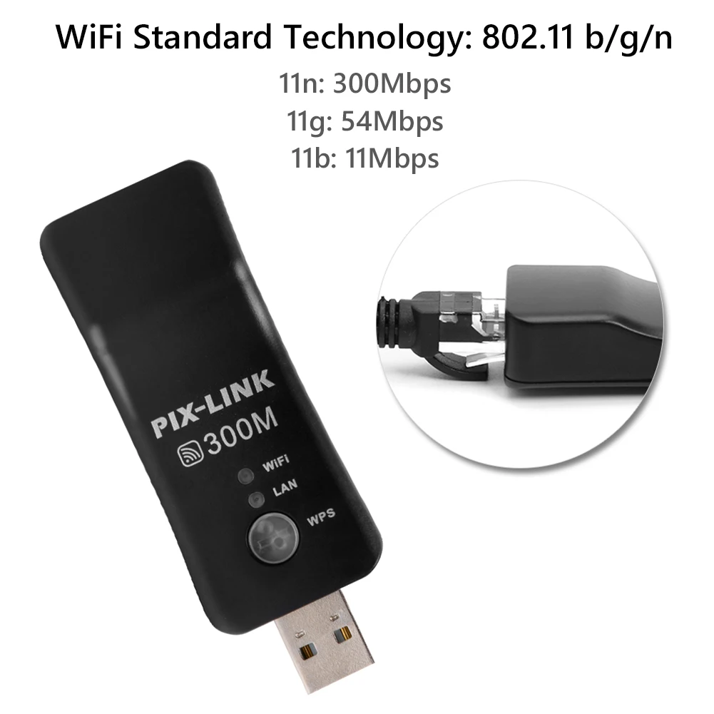 300Mbps USB TV WiFi Dongle Adapter Universal Wireless Receiver 2.4Ghz Network Card RJ45 WPS Repeater for Samsung Sony Smart TV