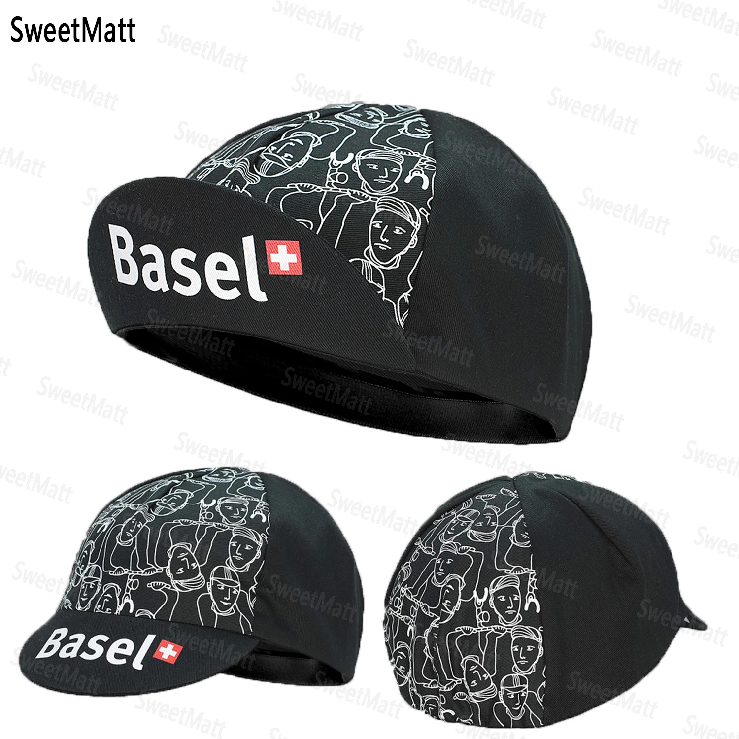 SweetMatt Classic Retro Black Series Polyester Fahrrad-Herrenkappen, Sommer, atmungsaktiv, schnell trocknend, Fahrradhut, Radfahren, Sport, Sturmhaube – Detail 5