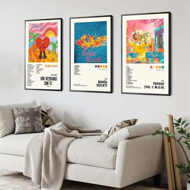 Pop Hip Hop Rapper Feid Anuel AA Poster Aesthetic Music Album Cover QUEVEDO MYKE tOWERS Song Canvas Print Wall Art Room Decor