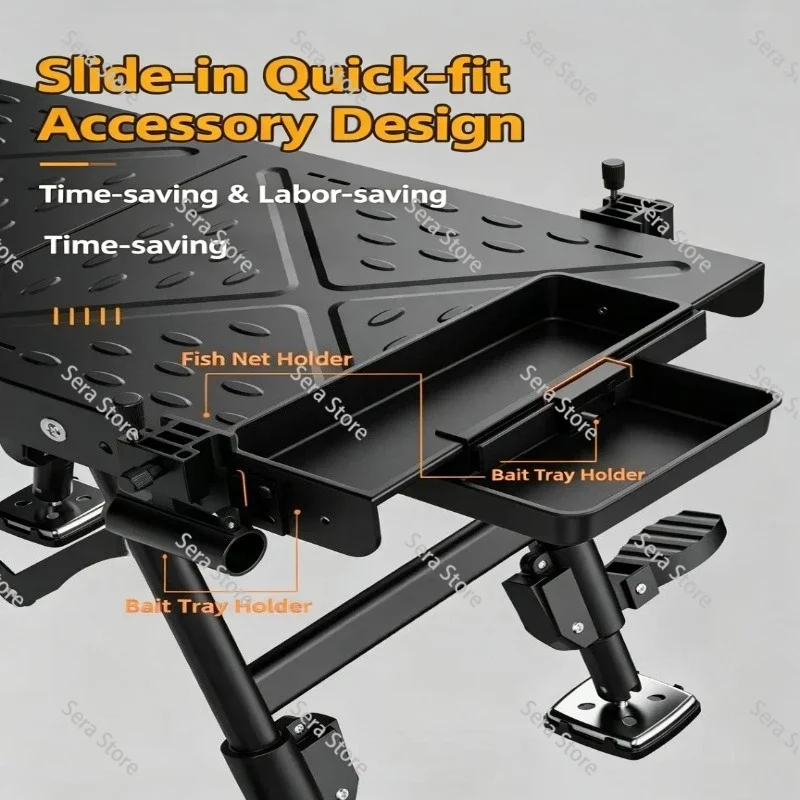 Aluminum Alloy Mini Fishing Platform 3.1KG Ultra‑Light Folding Adjustable Leg Multifunctional Portable Fishing Chair